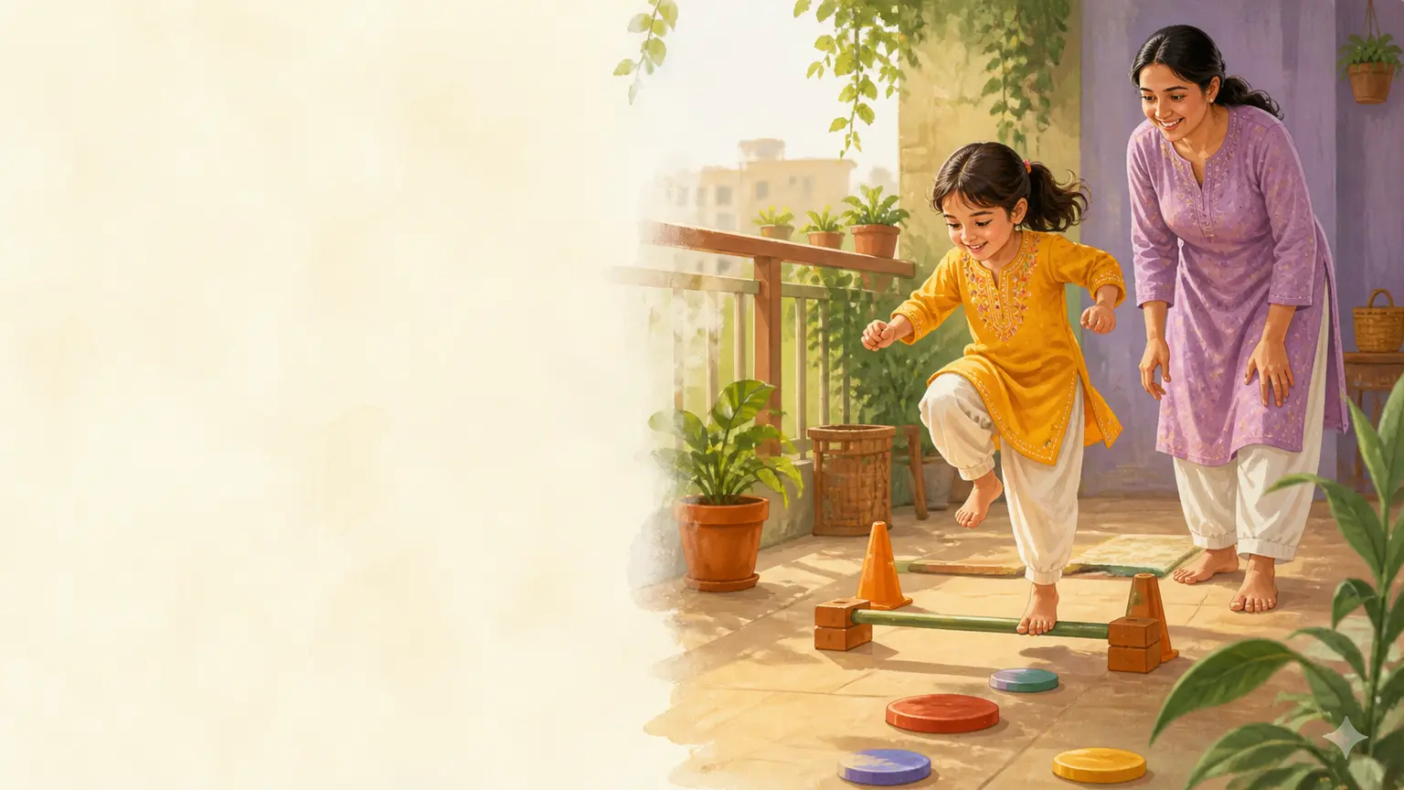 Sleep, movement ও healthy family rhythm নিয়ে parent ও শিশুর calm family illustration