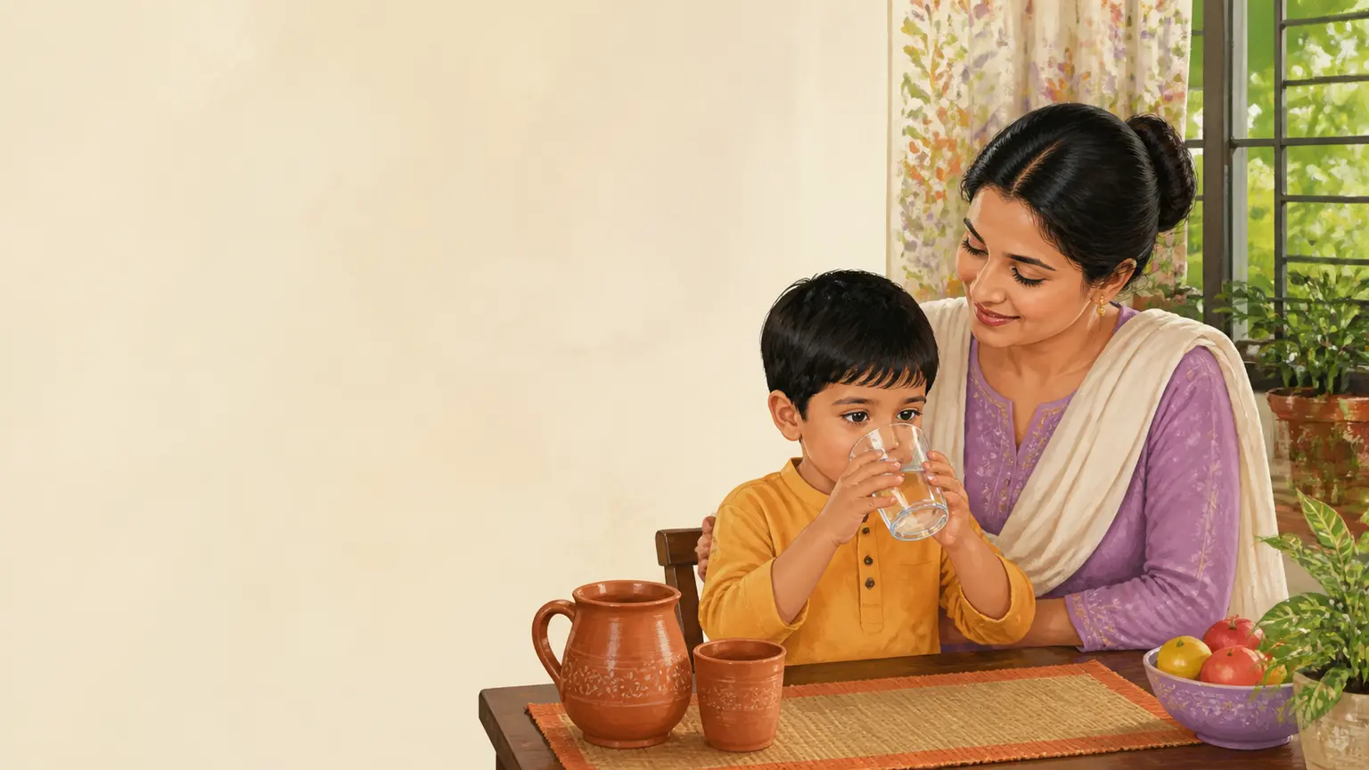 Sleep, movement ও healthy family rhythm নিয়ে parent ও শিশুর calm family illustration